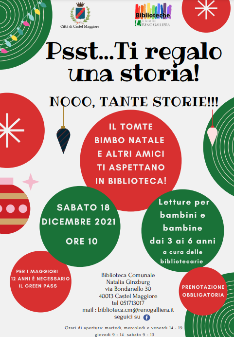 20/12/2023 Castel Maggiore - Fiocchi di storie, lettura per bambini e  bambine dai 4 ai 7 anni — Unione Reno Galliera