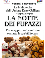 08/11/2024 Sedi varie - La notte dei pupazzi. Pigiama party dei pupazzi nelle biblioeche dell'Unione Reno Galliera