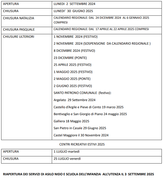 Calendario scoalstico 