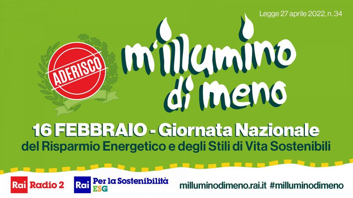 M'illumino di meno 2024: insieme, senza confini - 16 febbraio Giornata  Nazionale del Risparmio Energetico e degli Stili di Vita Sostenibili – Ieri  Oggi Domani